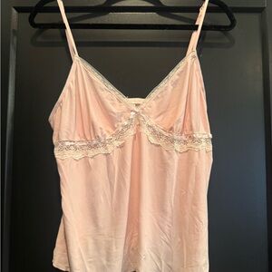 Elegant Pink Lace Trim Chemise